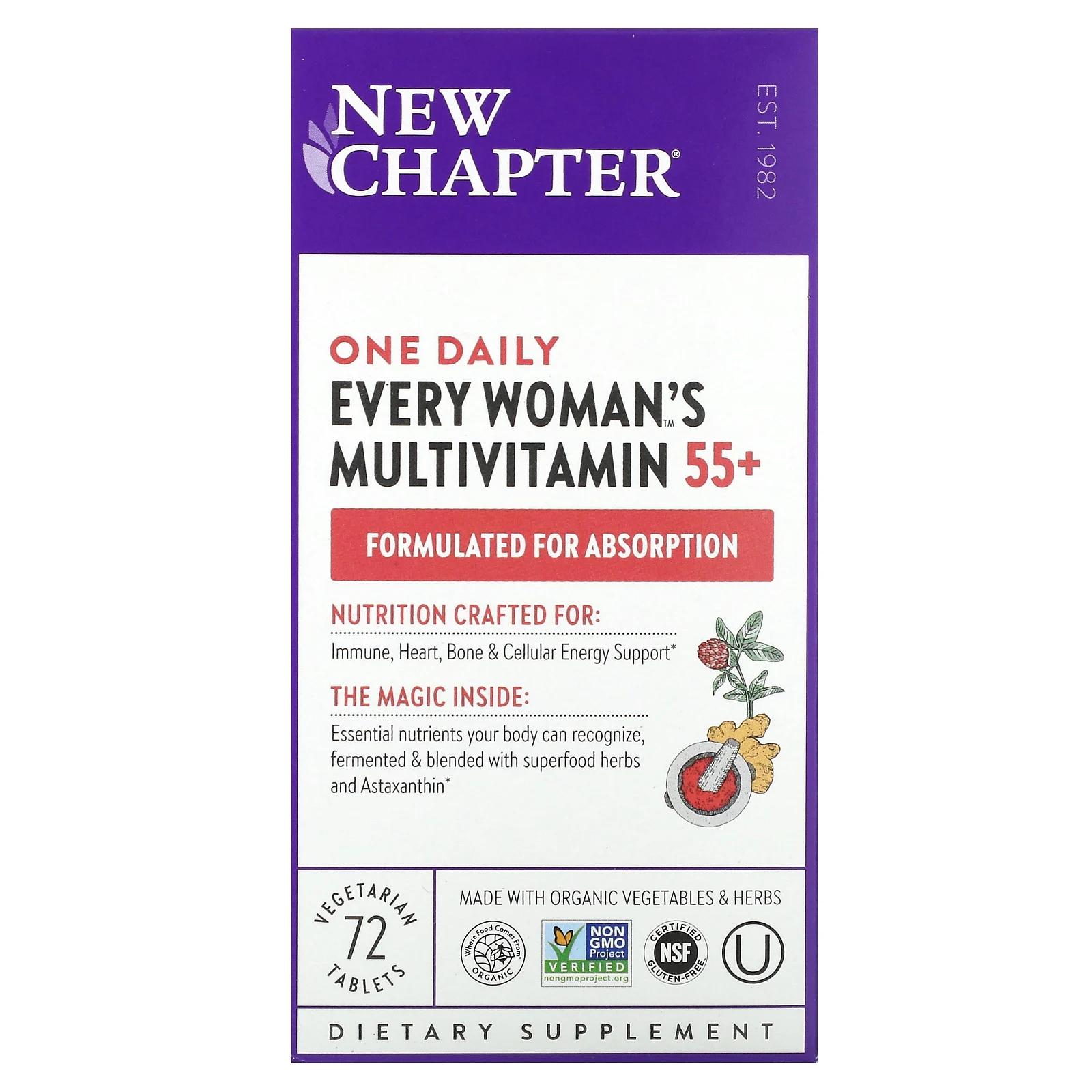 New Chapter Every Woman's One Daily 55+ Multi 72 Veggie Tabs new chapter every man s one daily мультивитамины для 55 72 вегетарианские таблетки