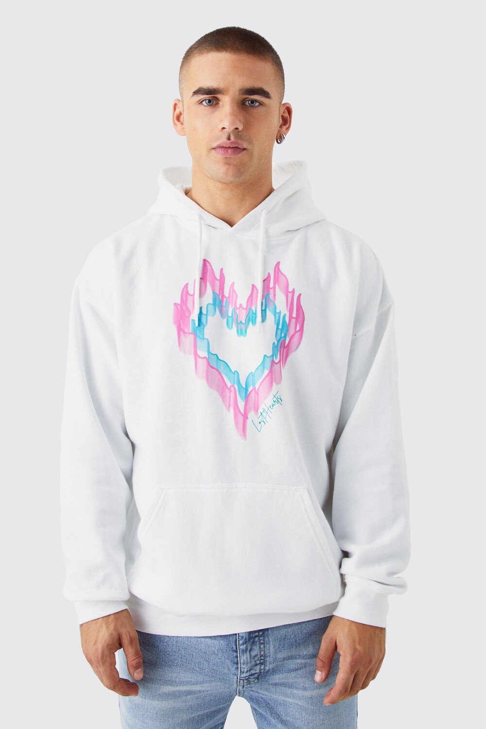 

Худи с графическим сердцем Boohoo, белый