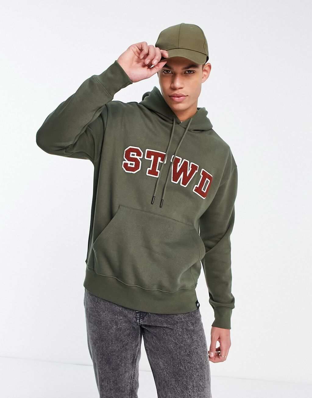 

Худи цвета хаки Pull&Bear STWD