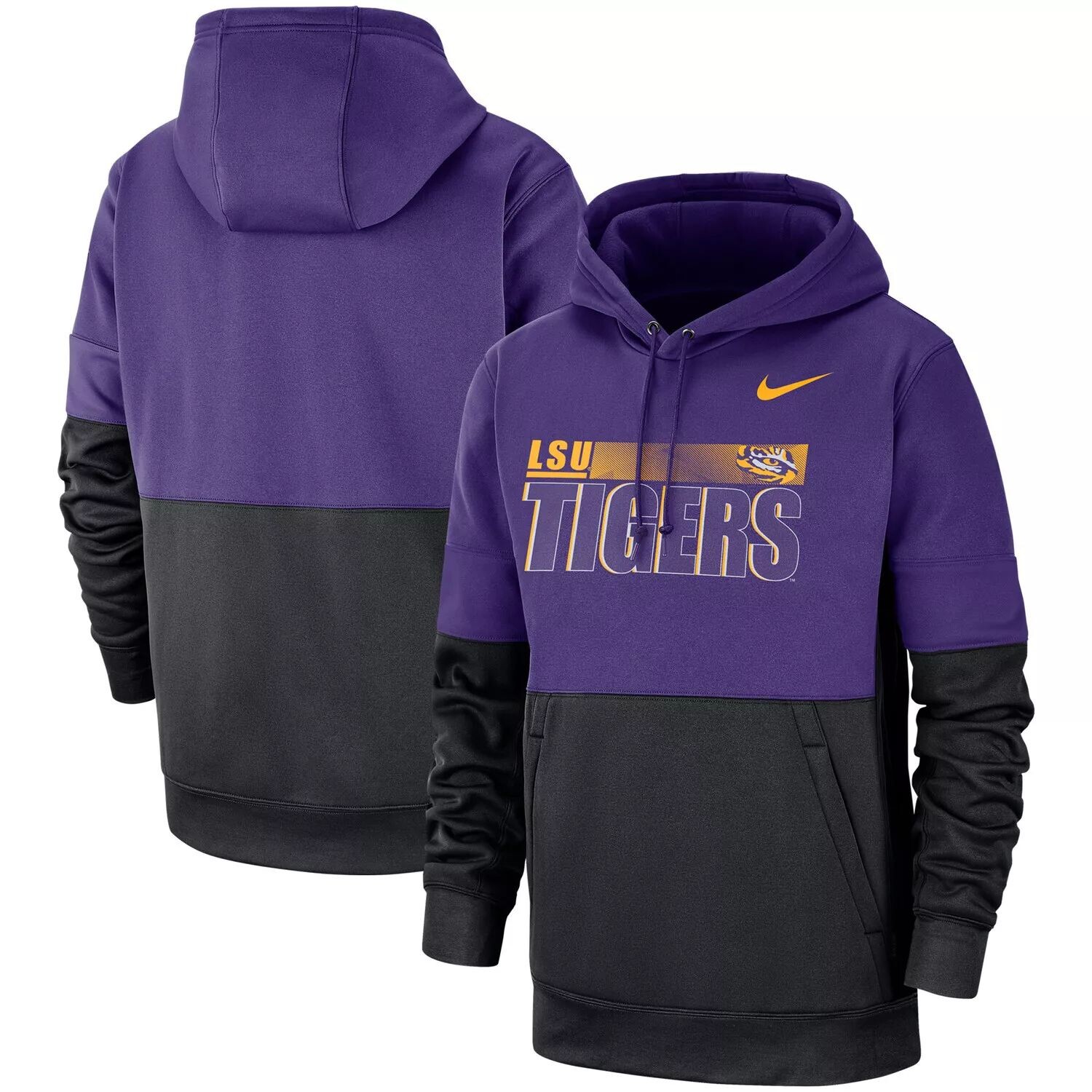 

Мужской пуловер с капюшоном Nike фиолетового/черного цвета LSU Tigers Sideline Performance