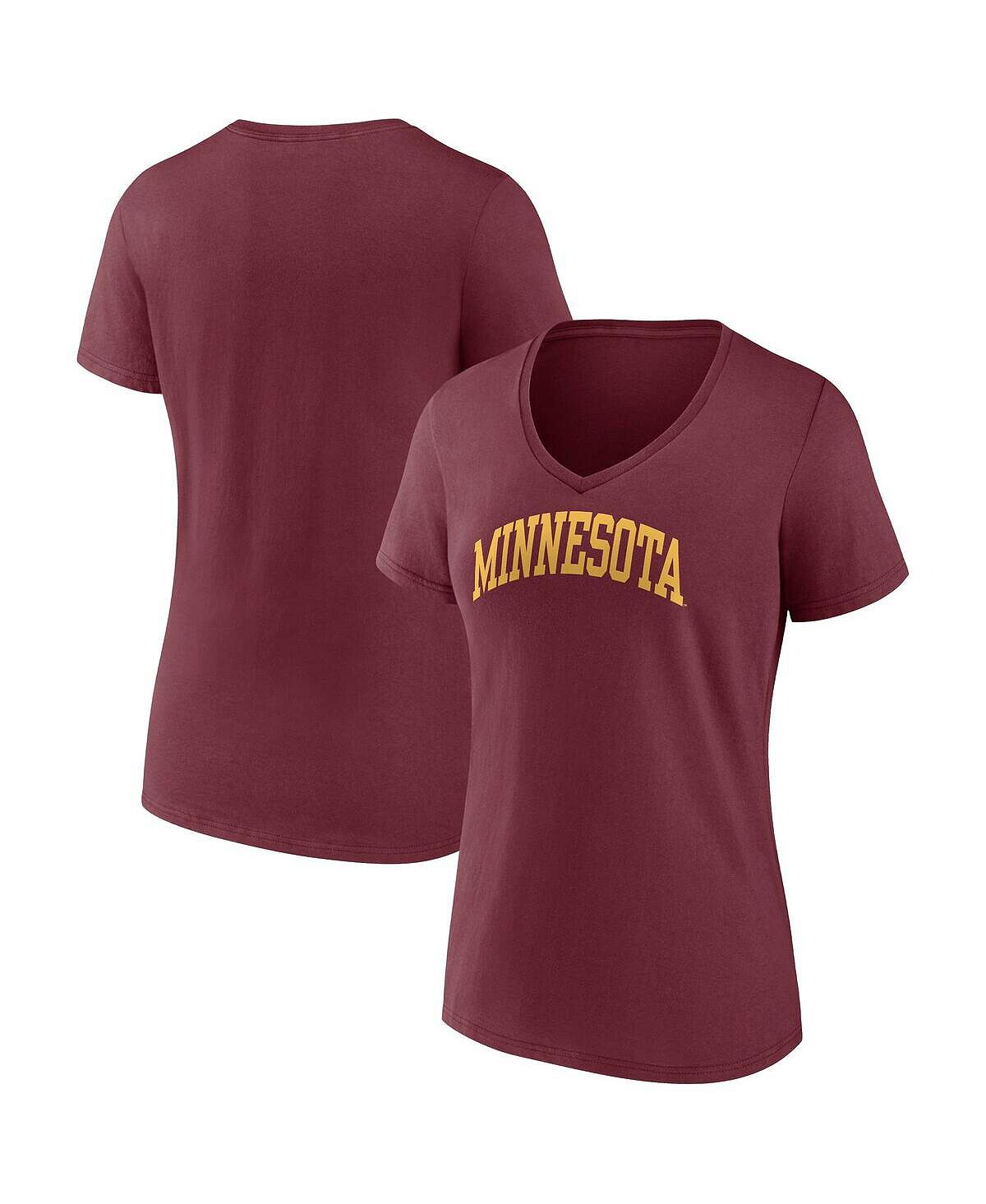 

Женская темно-бордовая футболка Minnesota Golden Gophers Basic с v-образным вырезом и логотипом Fanatics, Красный