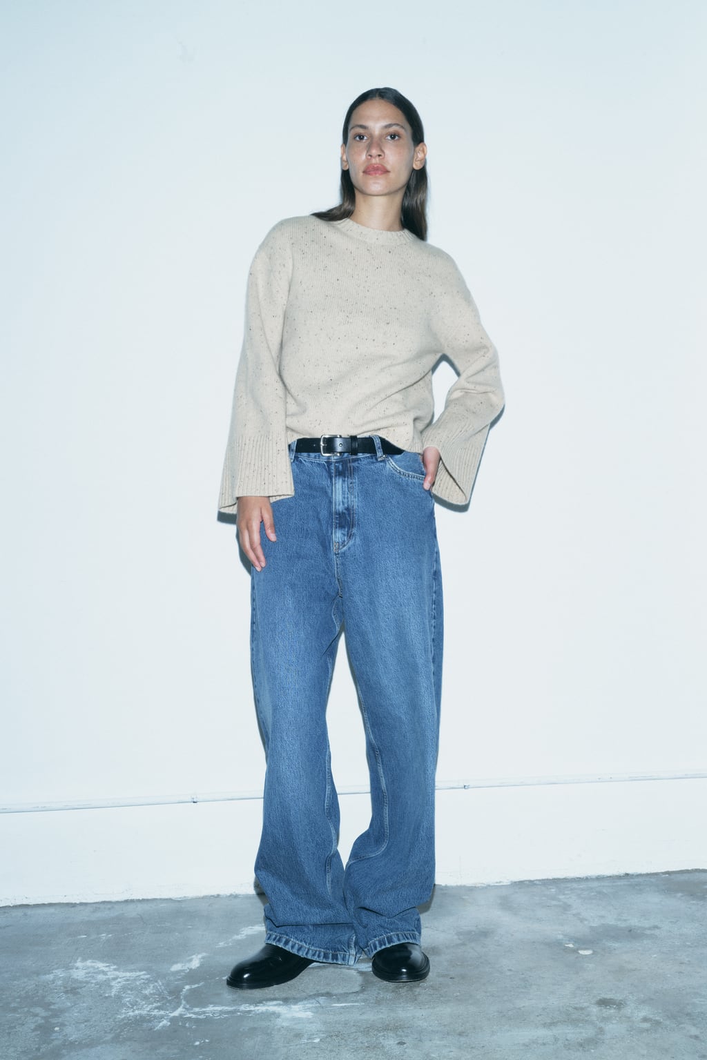 

Открытое вязаное пальто ZARA, песочный