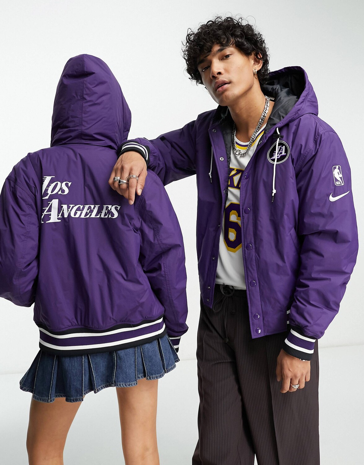 

Черно-белая куртка унисекс Nike Basketball NBA LA Lakers, Черный