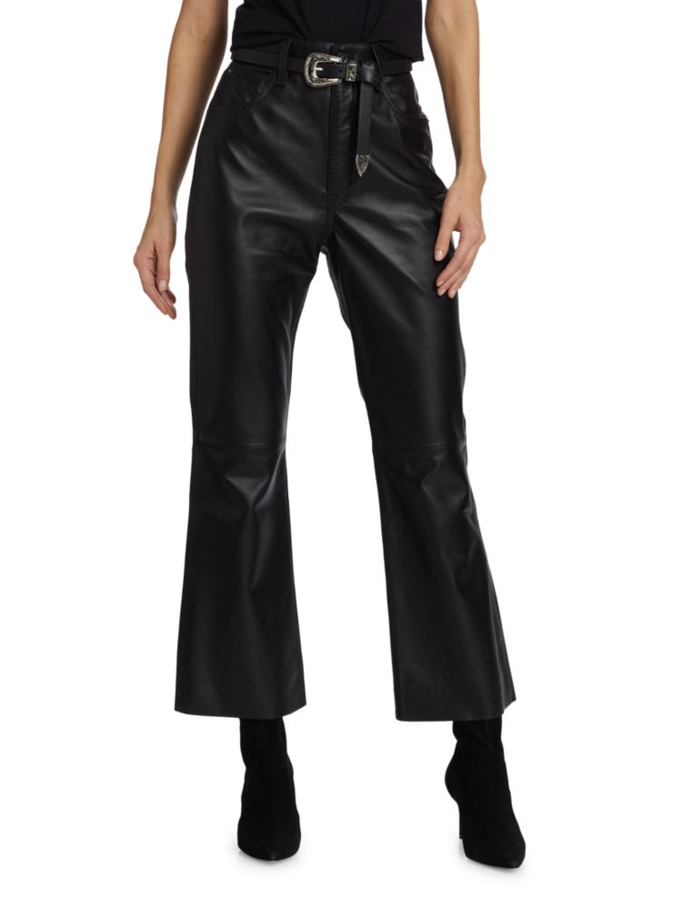 Кожаные укороченные брюки Frankie Slvrlake, черный кожаные укороченные брюки redvalentino цвет cuoio