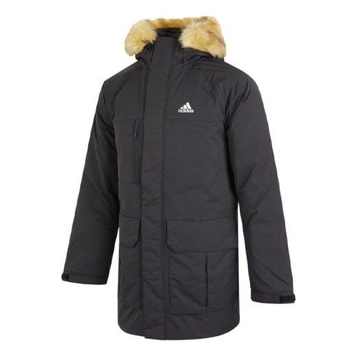 цена Пуховик adidas Down Parka Outdoor Solid Color mid-length hooded Stay Warm Down Jacket Black, черный