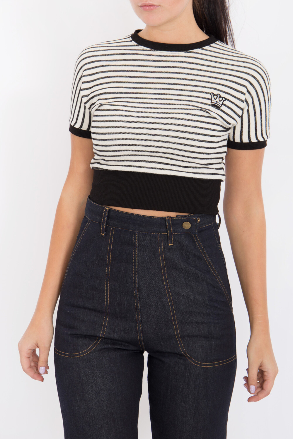 

Свитер Queen Queen QUEEN KEROSIN Cropped mit Streifen, кремовый