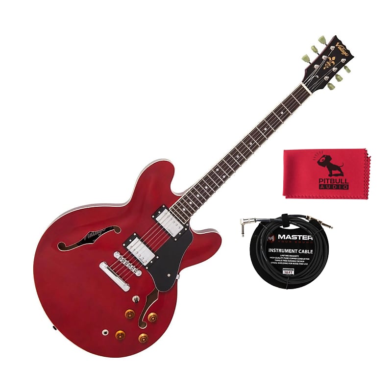 

Электрогитара Vintage VSA500CR VSA500 Semi-Hollow Guitar, Cherry Red w/ Cable & Cloth