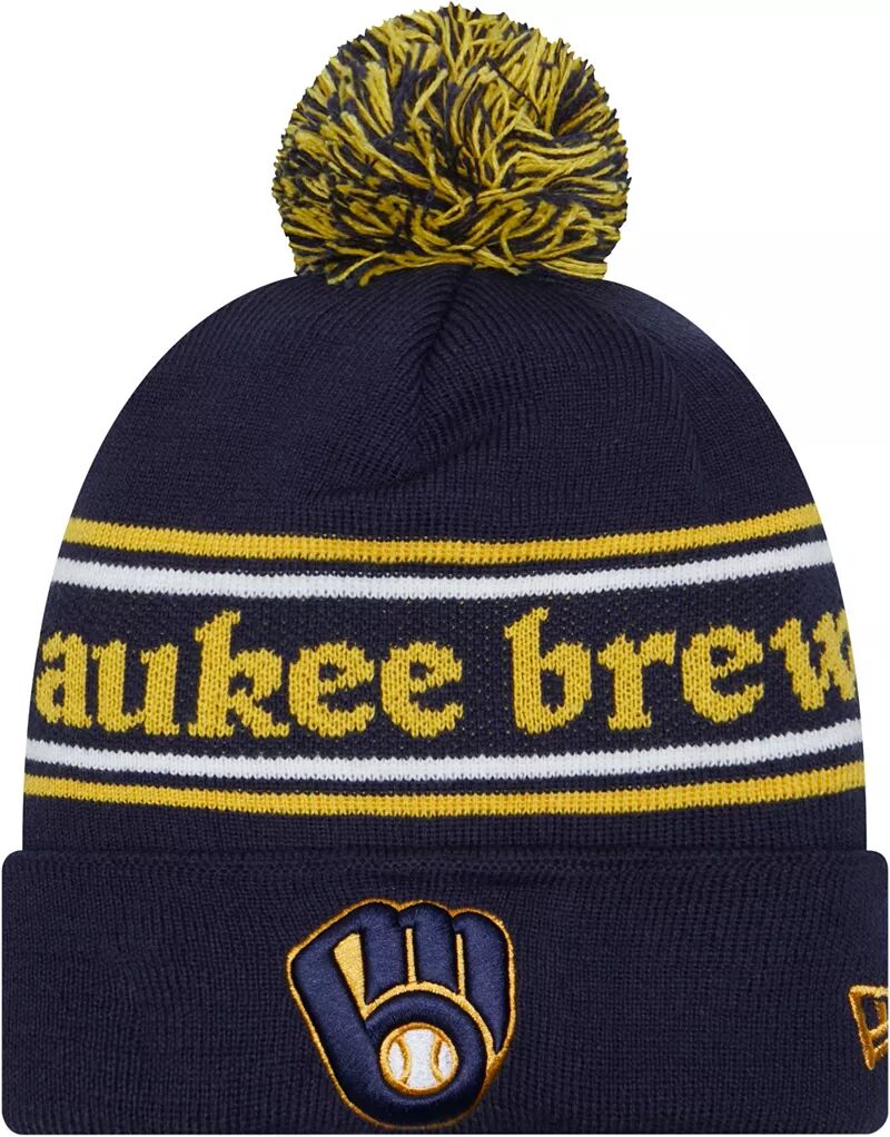 

Темно-синяя вязаная шапка New Era Youth Milwaukee Brewers