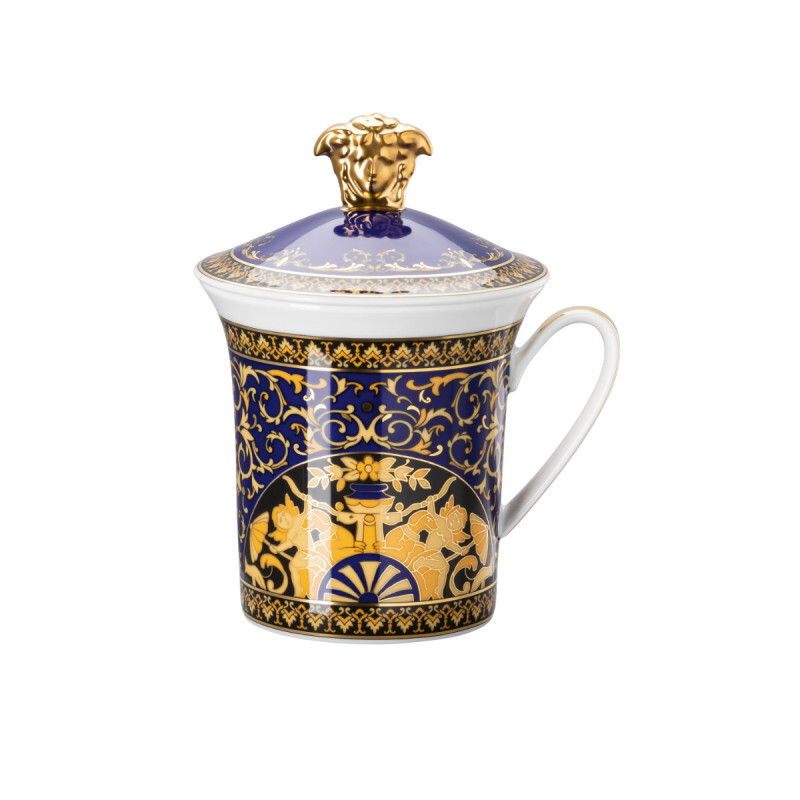 

Rosenthal Versace 30 Years Mug Collection - Кружка Medusa Blue с ручкой и крышкой 0,35 л Rosenthal meets Versace, разноцветный/золотой