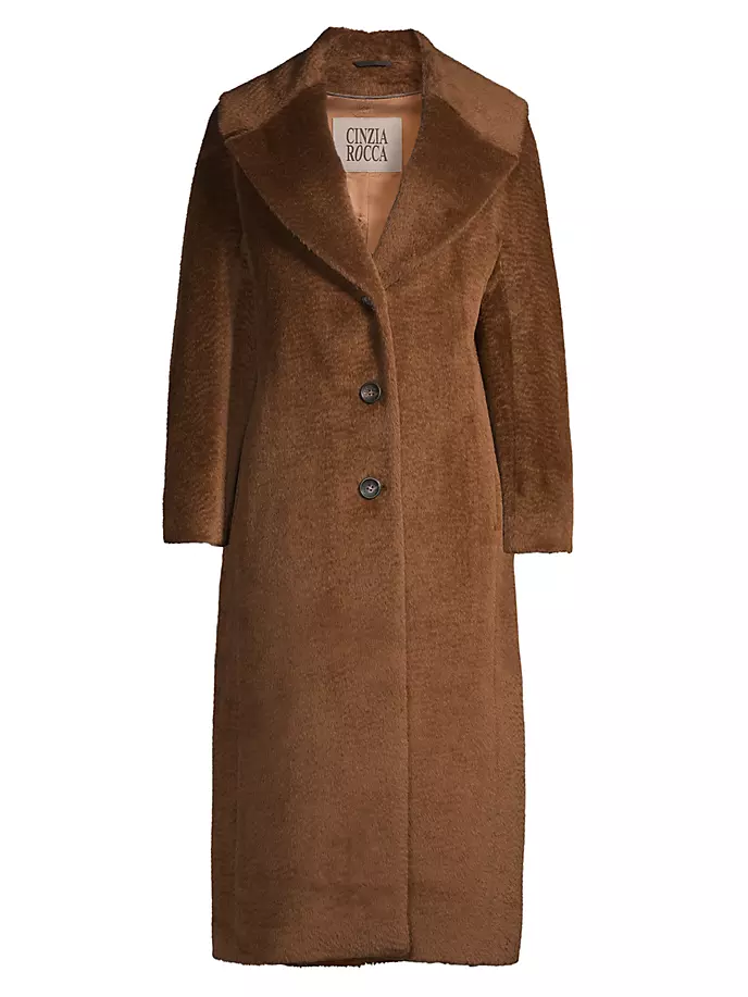 Длинное пальто из прессованной альпаки Cinzia Rocca, коричневый cinzia soft мокасины