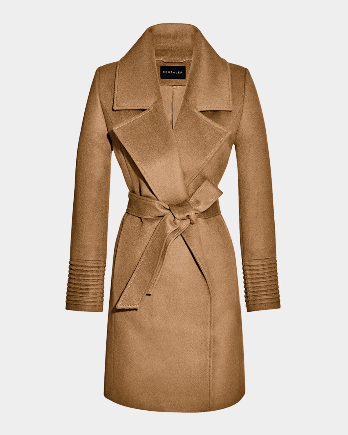 

Пальто средней длины с запахом из альпаки Sentaler, цвет Dark Camel
