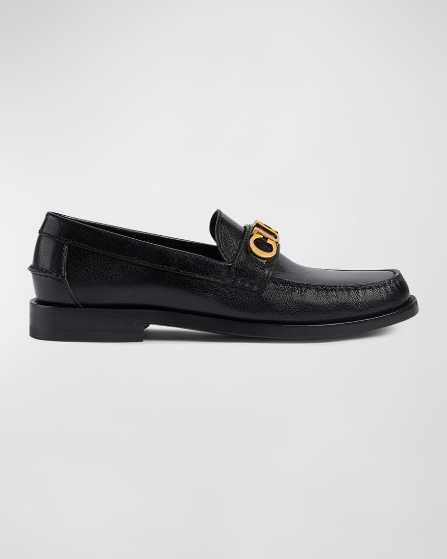 

Кожаные лоферы с логотипом Cara Gucci