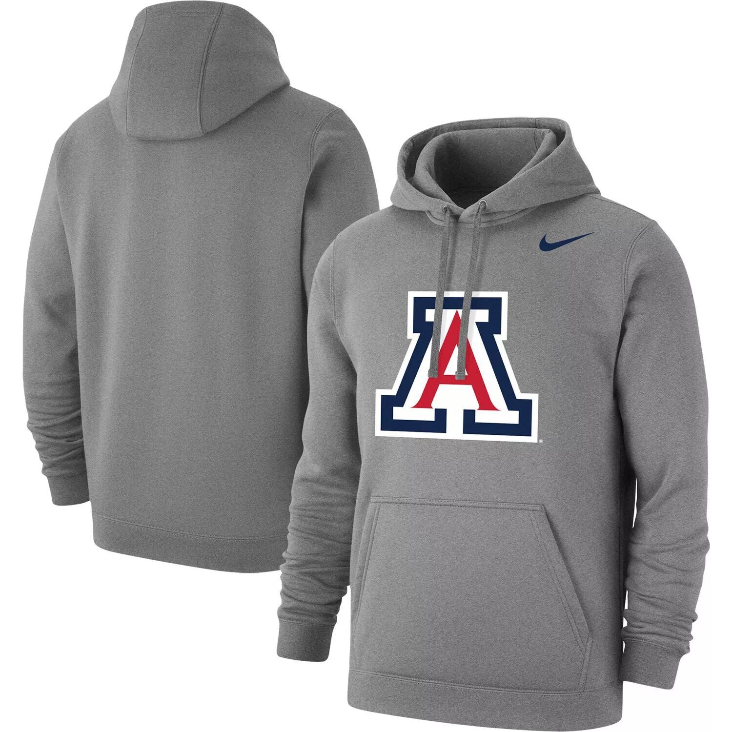 

Мужской пуловер с капюшоном с логотипом Heather Grey Arizona Wildcats Club Nike