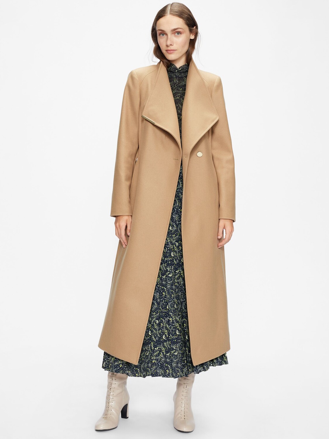 

Длинное пальто из смеси шерсти и кашемира Ted Baker Rosell, светло-коричневый