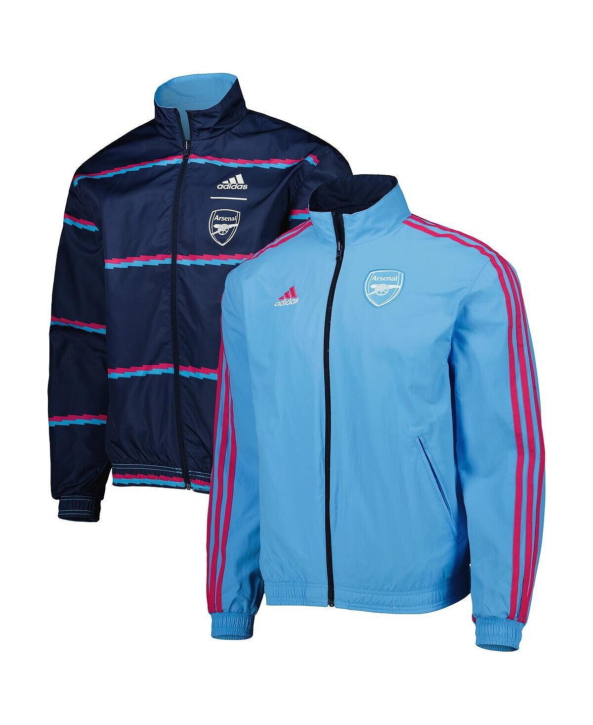 

Мужская темно-синяя куртка с молнией во всю длину и логотипом команды Arsenal Team Anthem adidas, Синий