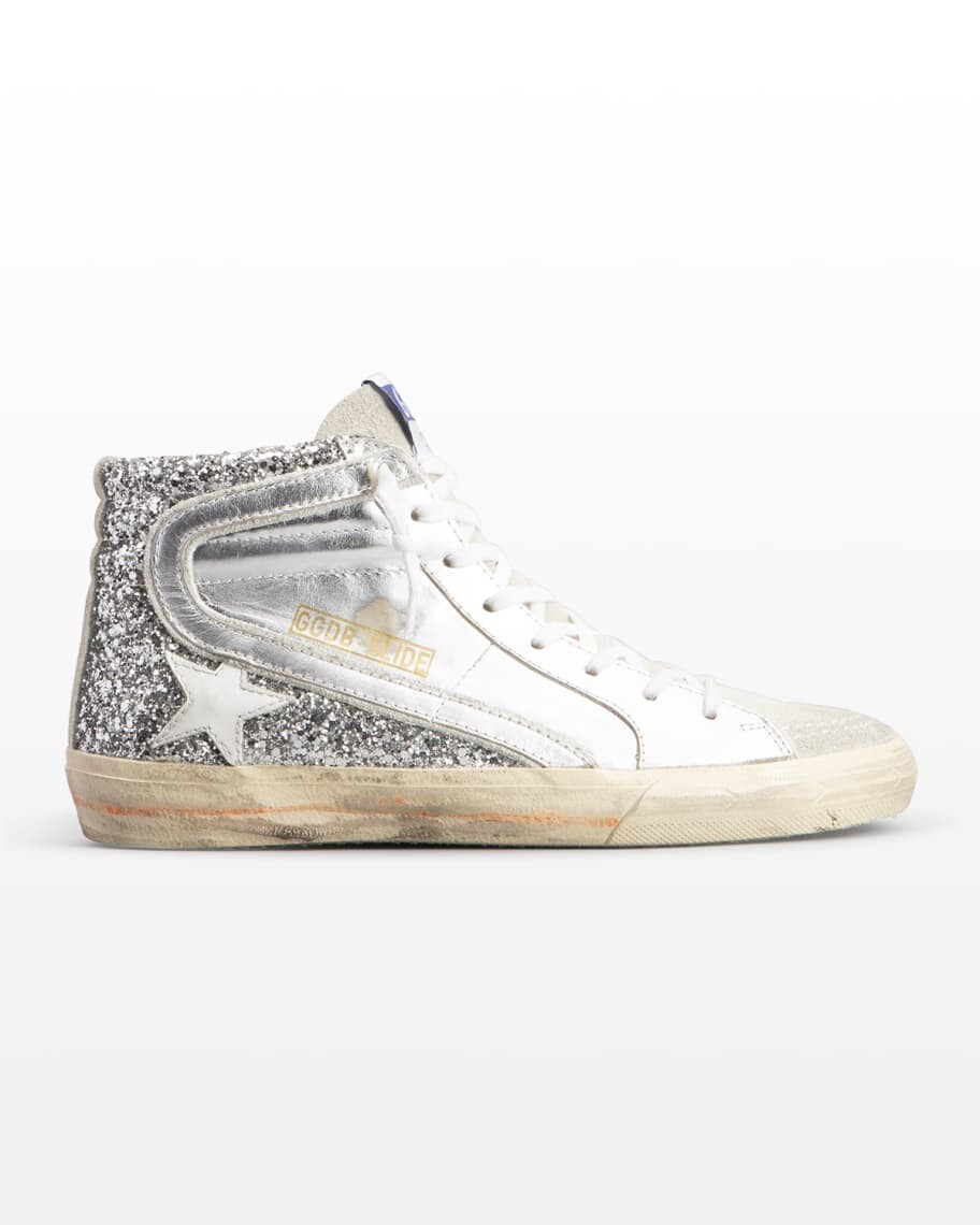 

Кроссовки Slide Mid-Top из блестящей кожи Golden Goose