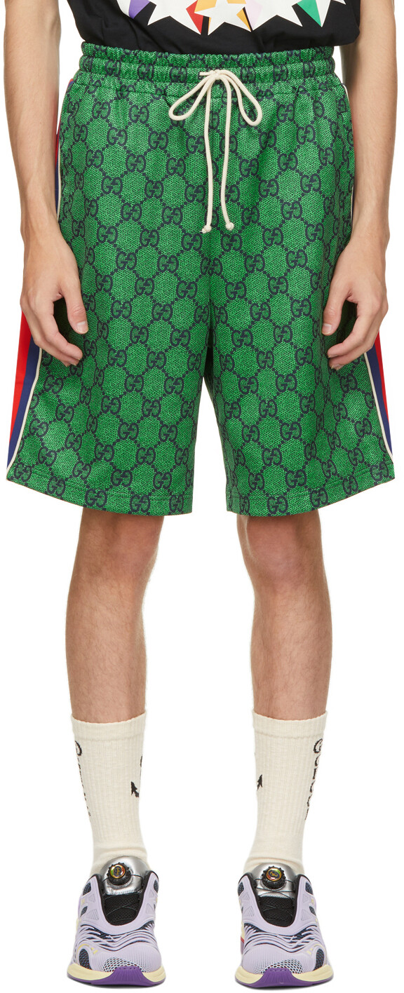 Зеленые шорты из джерси с узором GG Gucci