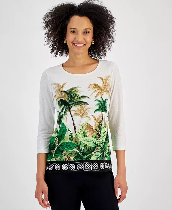 

Женский жаккардовый топ Oasis Palm JM Collection, белый