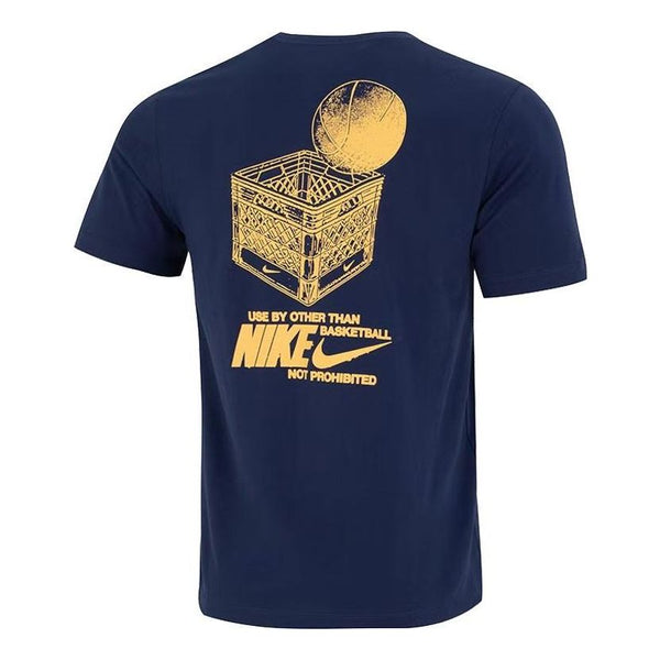 Футболка Men's Nike Logo Geometry Pattern Printing Round Neck Short Sleeve Navy Blue T-Shirt, синий