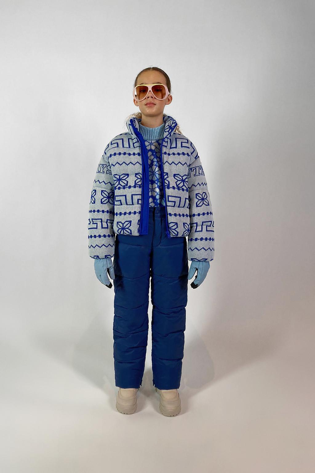 Жаккардовая куртка snow collection ZARA, синий/белый