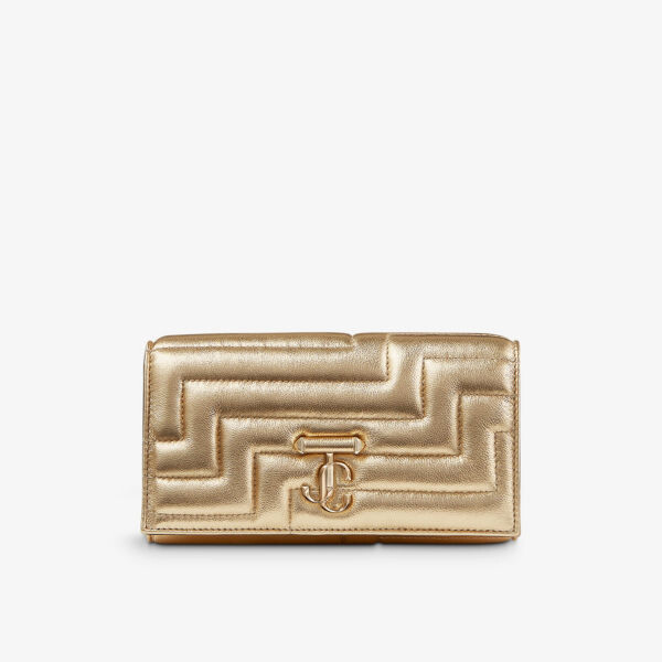 

Стеганый кошелек Avenue из металлизированной кожи на цепочке Jimmy Choo, желтый