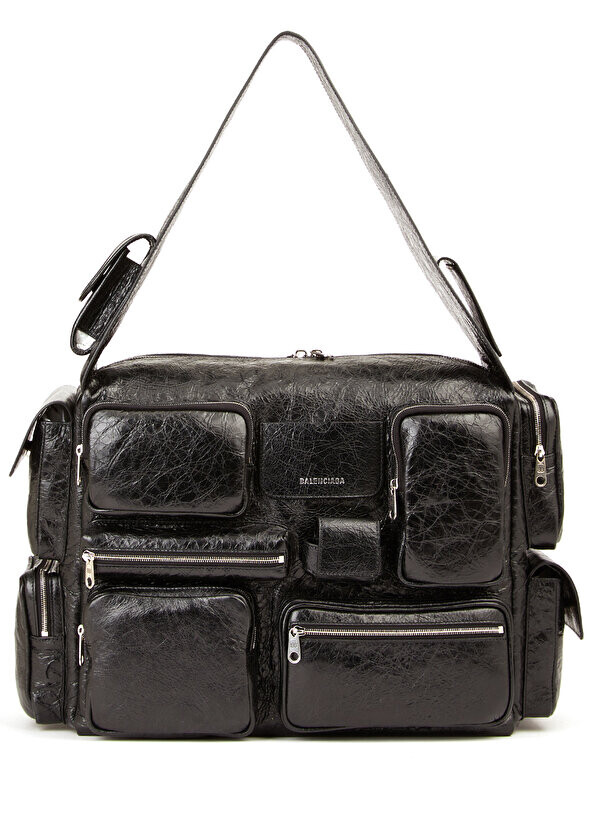 

Большая черная женская кожаная сумка superbusy sling Balenciaga