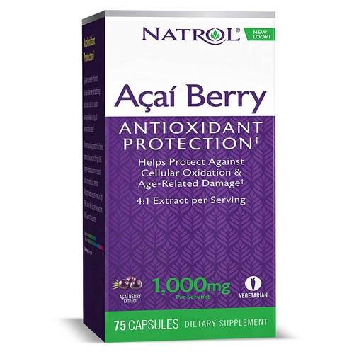 Natrol, Acai Berry 1000 мг 75 веганских капсул