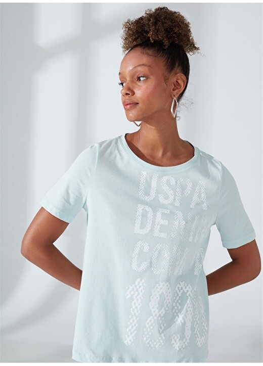 

Зеленая женская футболка с круглым вырезом U.S. Polo Assn., Зеленый