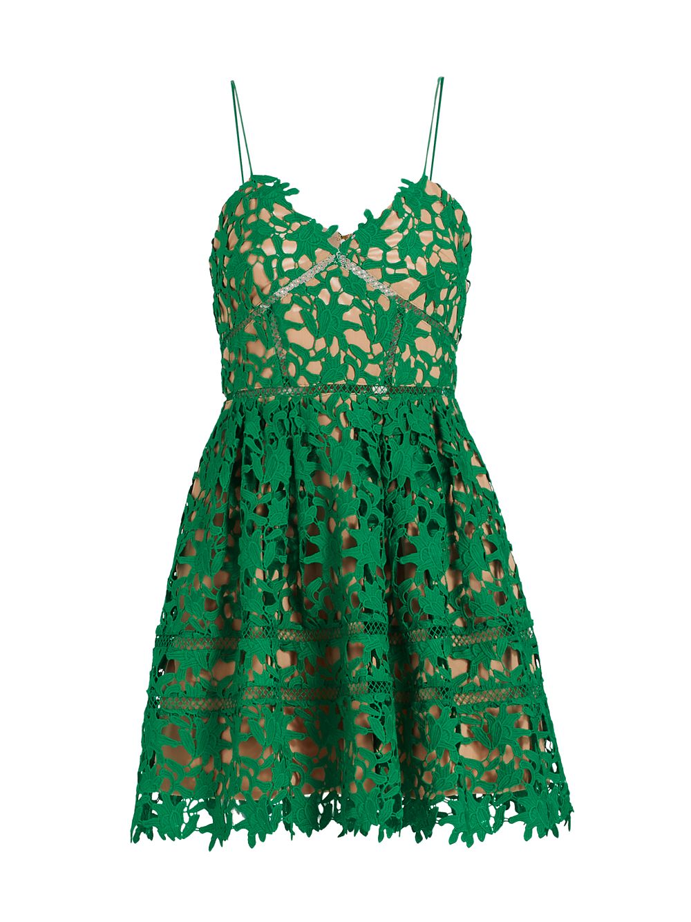 Мини-платье с цветочной вышивкой Self-Portrait, зеленый мини платье с кристаллами self portrait зеленый