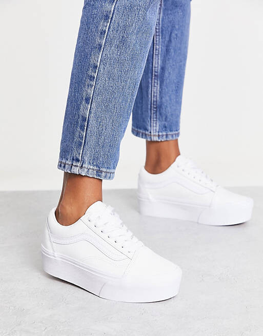 

Кроссовки Vans Old Skool Stackform из кожи тройного белого цвета эксклюзивно на ASOS, Белый