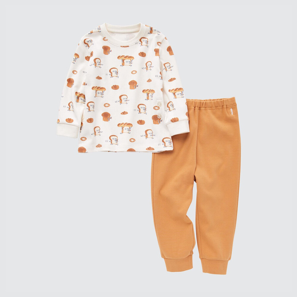 

Пижама Uniqlo унисекс с картинками и длинными рукавами, коричневый