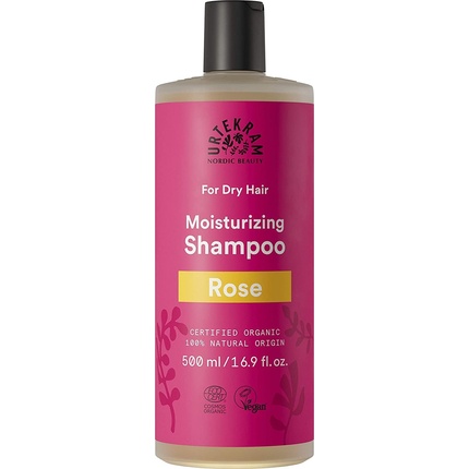 Веганский органический увлажняющий шампунь с розой для сухих волос 500мл, Urtekram