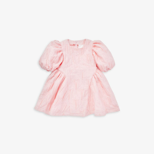 цена Тканое платье с узором в виде сердечек и пышными рукавами, 4–12 лет Caroline Bosmans, цвет flamingo