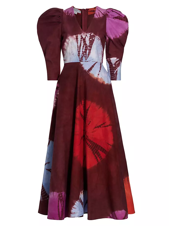 Платье макси с пышными рукавами, окрашенное вручную Dami Busayo, мультиколор