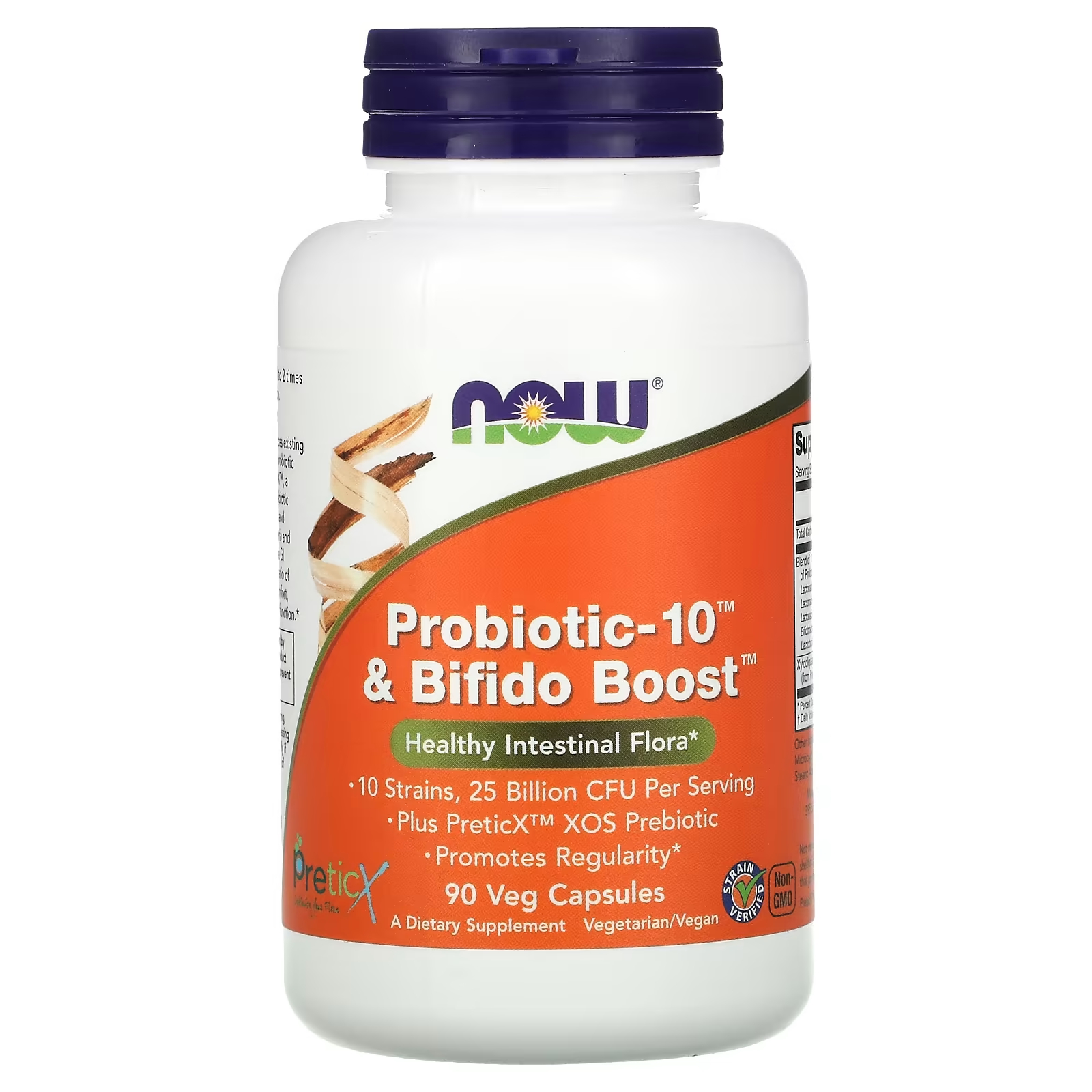 Пробиотик NOW Foods Probiotic-10 & Bifido Boost 25 млрд КОЕ, 90 растительных капсул (8,33 млрд КОЕ в 1 капсуле)