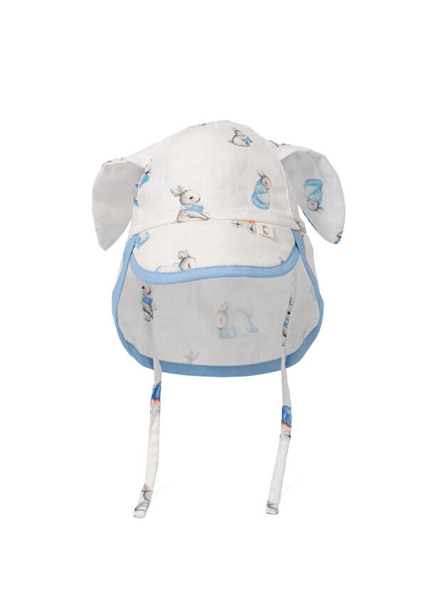 

Муслиновая шапочка для мальчика Bébé lapin с защитой шеи Deux Lapins, синий