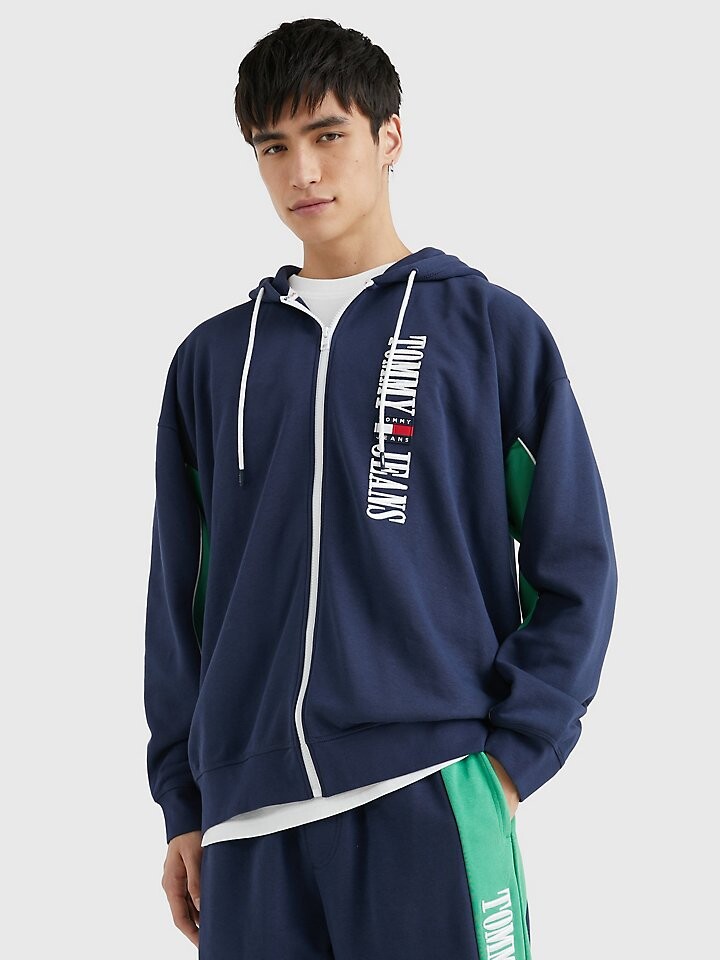 

Толстовка с капюшоном на молнии с логотипом в стиле ретро Tommy Jeans