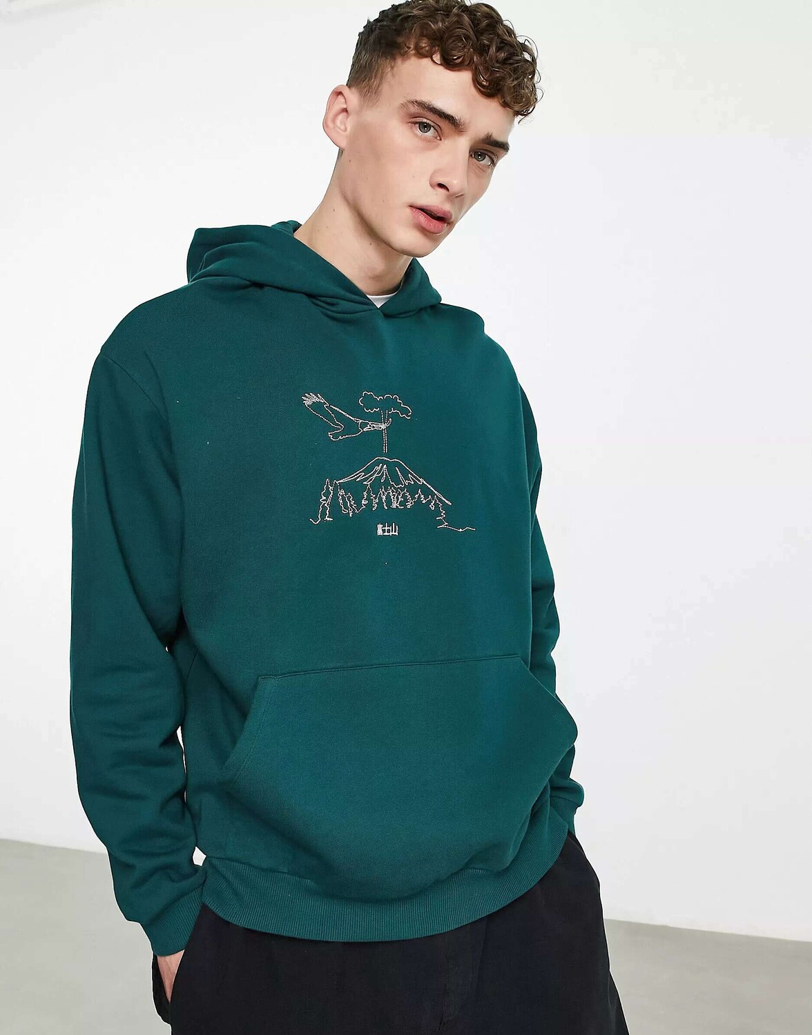 

Зеленая толстовка оверсайз с горной вышивкой ASOS, Зеленый