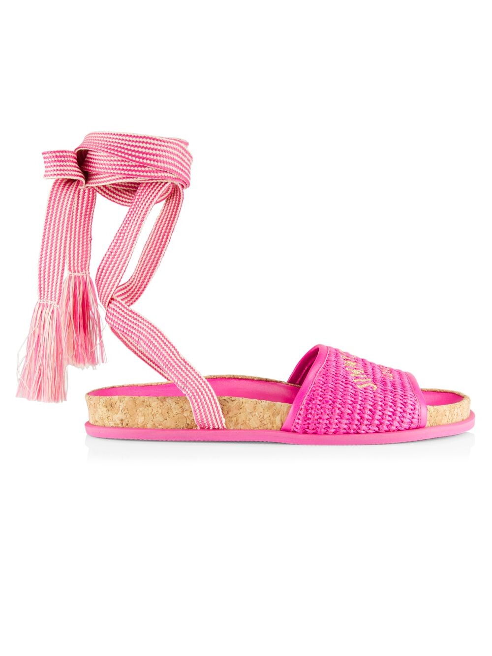 

Сандалии Gal из рафии на плоской подошве Jimmy Choo, фуксия