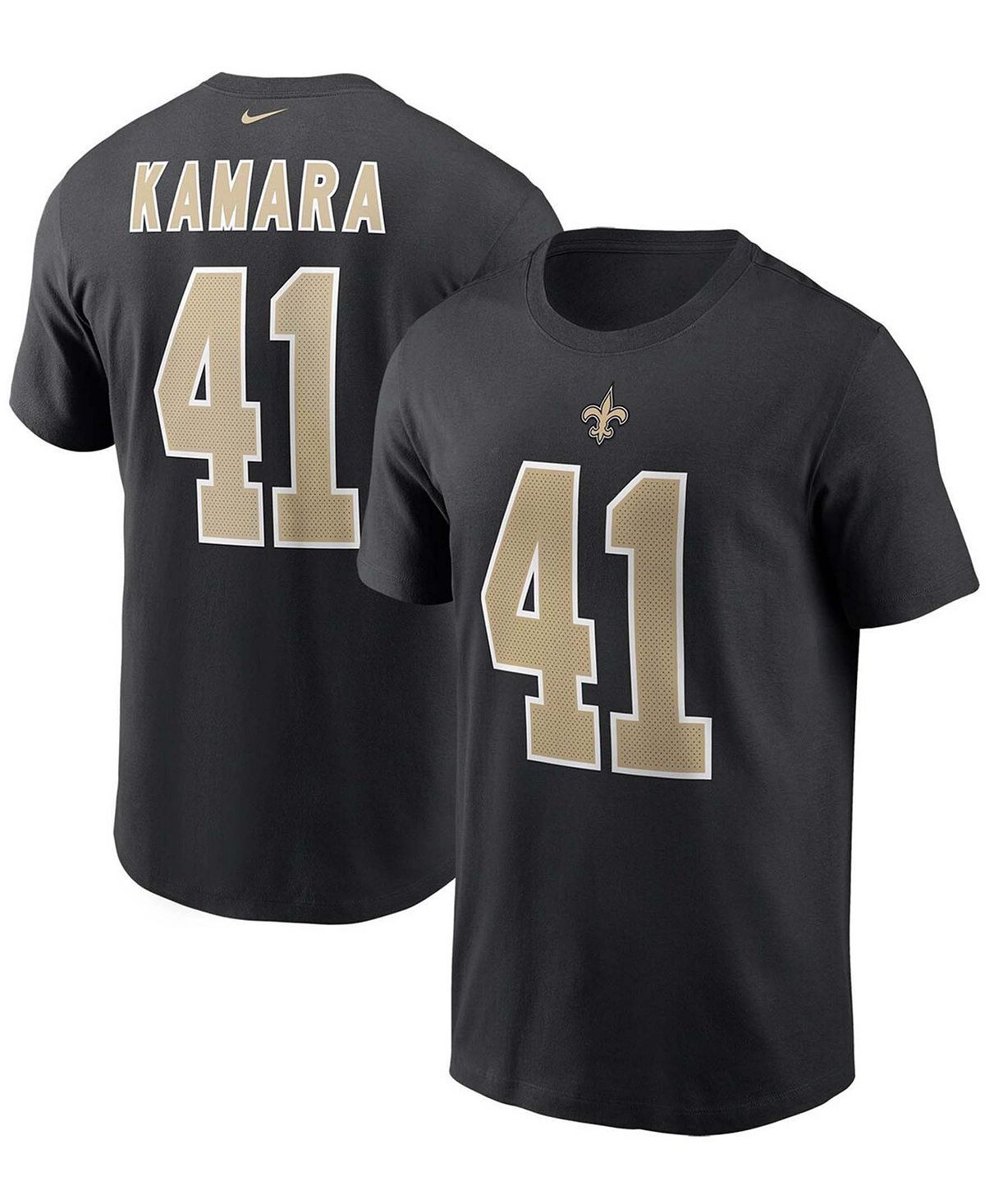 Мужская черная футболка с именем и номером Alvin Kamara New Orleans Saints Nike
