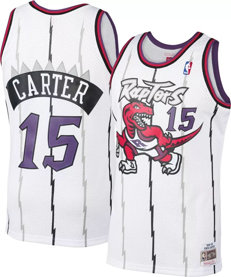 

Мужская футболка Mitchell & Ness Toronto Raptors Vince Carter #15 белого цвета из твердой древесины Classics Swingman, Серый