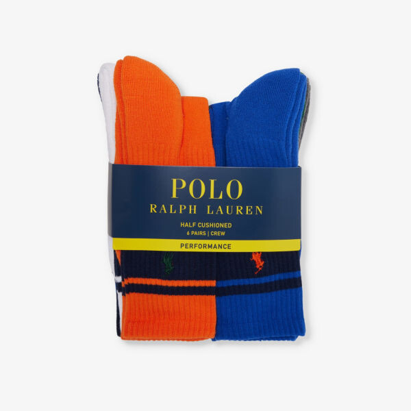 

Упаковка из шести носков эластичной вязки с вышитым логотипом Polo Ralph Lauren, синий