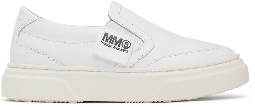 

Детские белые слипоны с логотипом Белые MM6 Maison Margiela