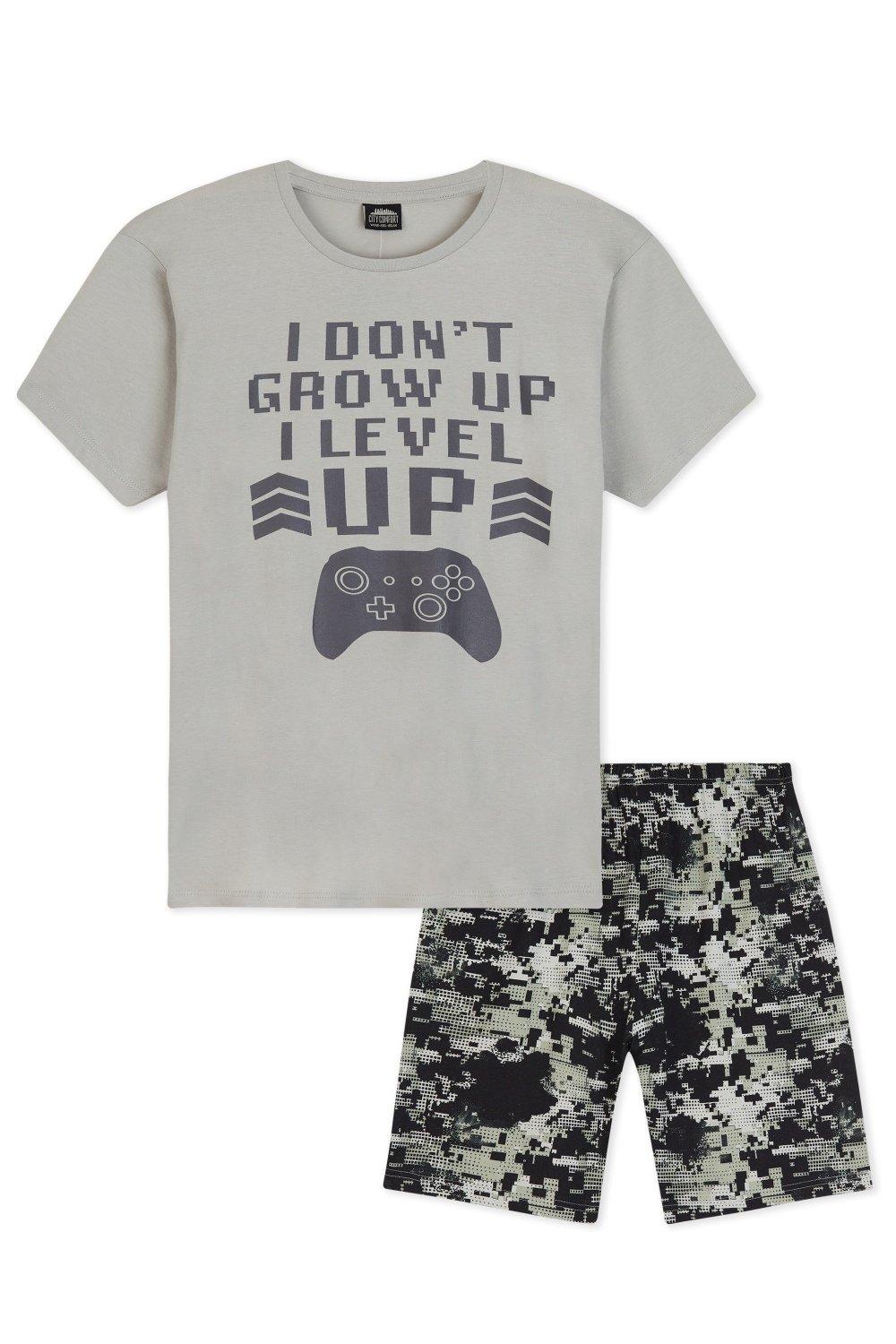 Игровой пижамный комплект «Я не расту/Я повышаю уровень» CityComfort, серый детская одежда детская футболка топы для мальчиков однотонные детские летние футболки из чистого хлопка для девочек детская одежда