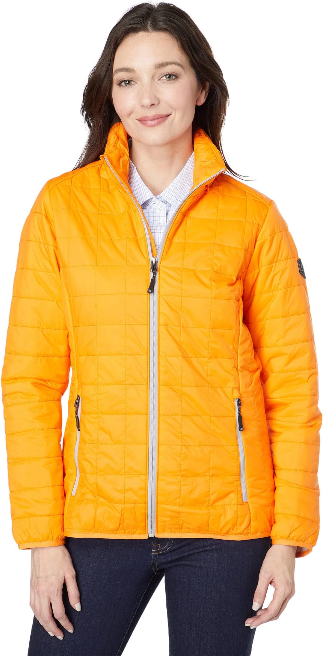 Куртка Rainier Primaloft Eco с полной молнией Cutter & Buck, цвет Satsuma женская утепленная куртка пуховик rainier primaloft с полной молнией cutter