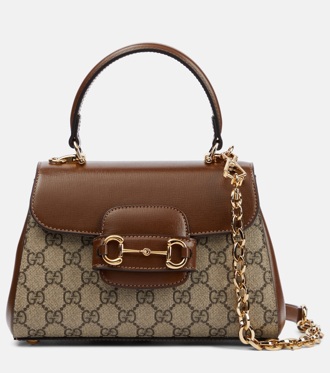 

Кожаная сумка-тоут Horsebit 1955 Mini Gucci, бежевый