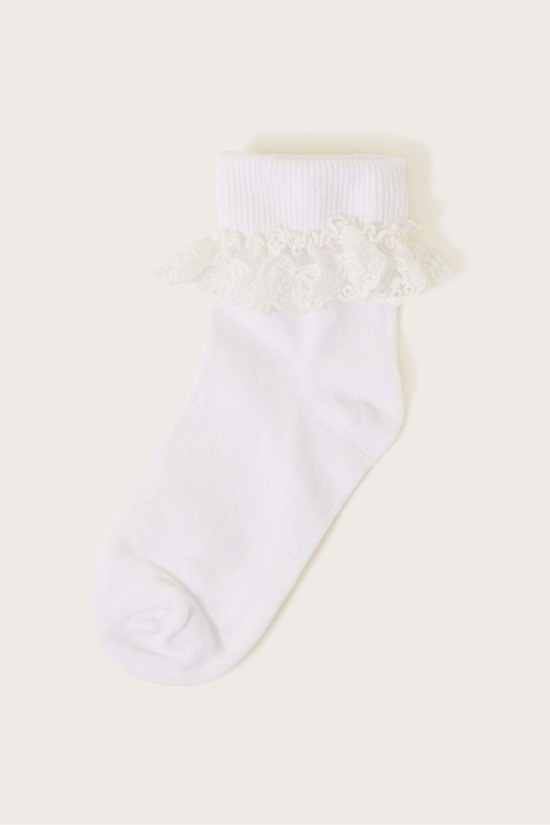 Белые кружевные носки с цветочным мотивом Monsoon, белый цена и фото