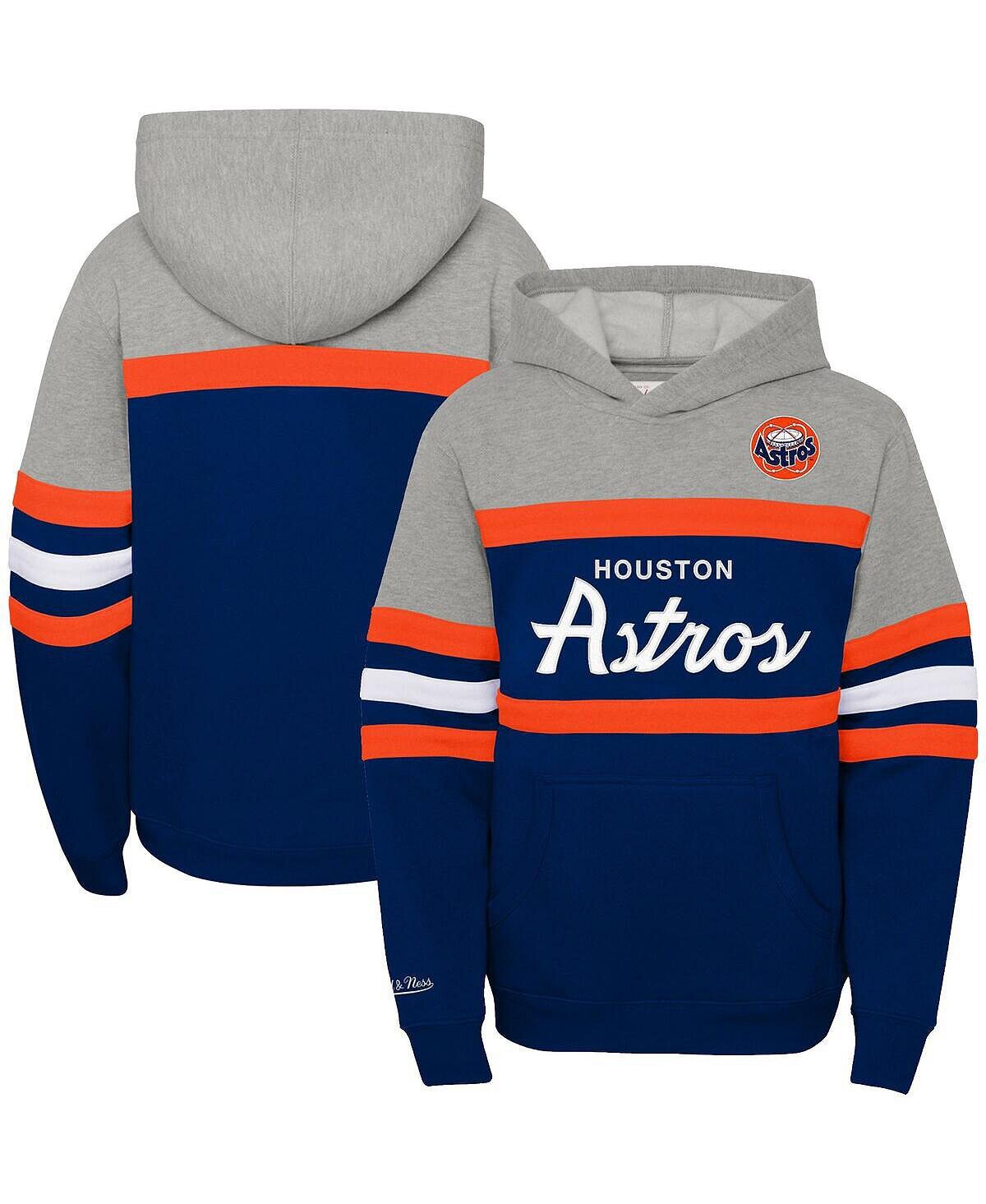 

Пуловер с капюшоном Big Boys Heather Grey, Navy Houston Astros Cooperstown Collection Head Coach Mitchell & Ness