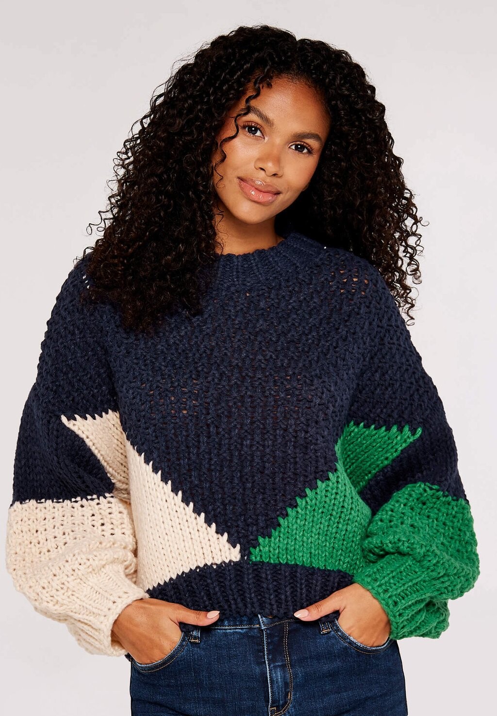 

Вязаный свитер COLOURBLOCK CHUNKY Apricot, цвет navy
