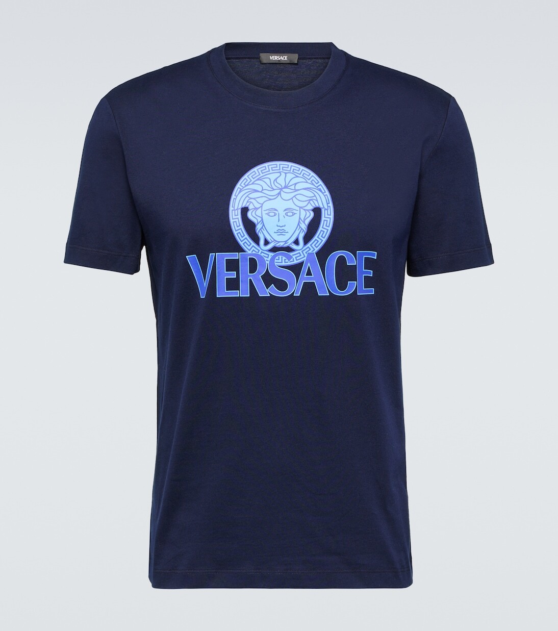 

Футболка из хлопкового джерси с декором medusa Versace, синий